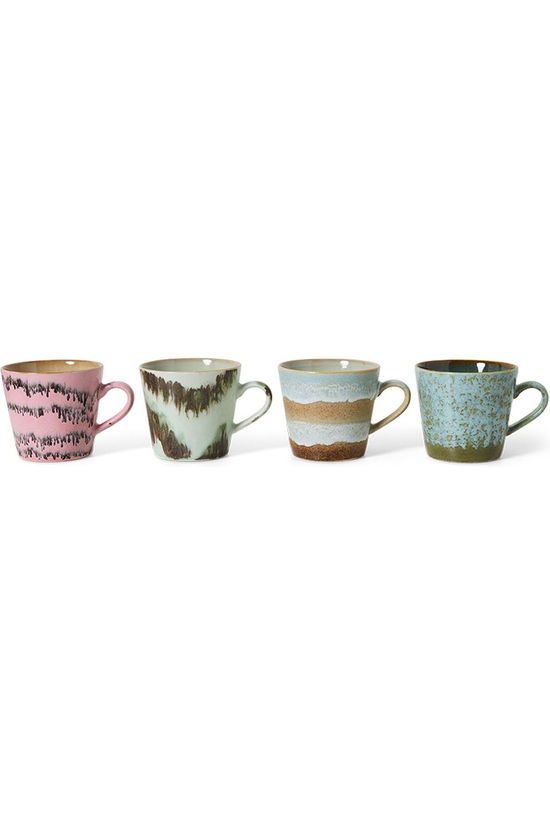 HKLiving Ustensiles De Boissons 70S Ceramics: Cappuccino Mugs, Dada, Set Of 4 Dada