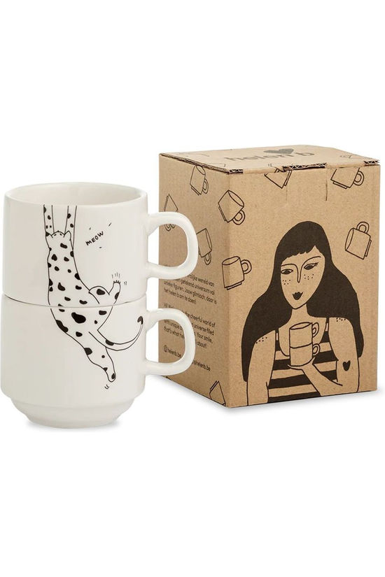 HELEN B Beker Stapelbare Mokken Meow (Set*2) Geen