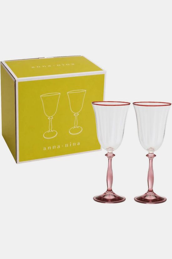 Anna+Nina Vaisselle Clara Optic Wine Glass Set Of 2 Multicolour