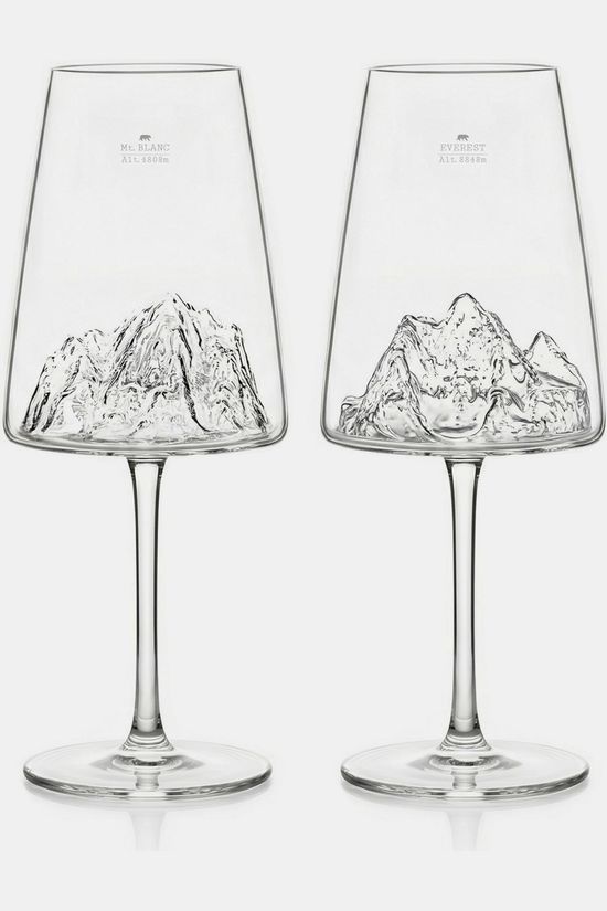 Alaskan Maker Servies Set Of 2 Wine Glasses Topographic Mont Blanc/ Everest Mont Blanc / Everest