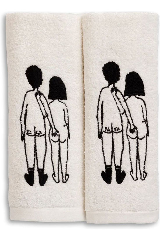 HELEN B Handdoek Gastendoek Naked Couple Back (Set*2) Geen