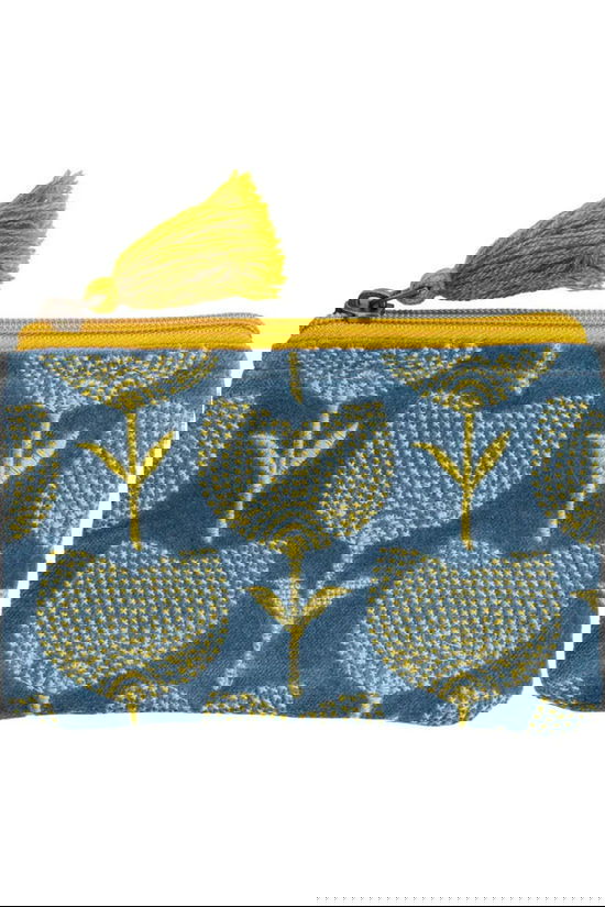 TRANQUILLO Accessoire Textiles Fluwelen Make-Up Tas Magic Tulip Blue