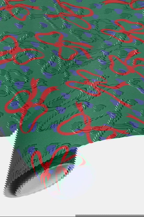 OLE Accessoire De Noël Kadopapier Bows & Hearts Forest Green