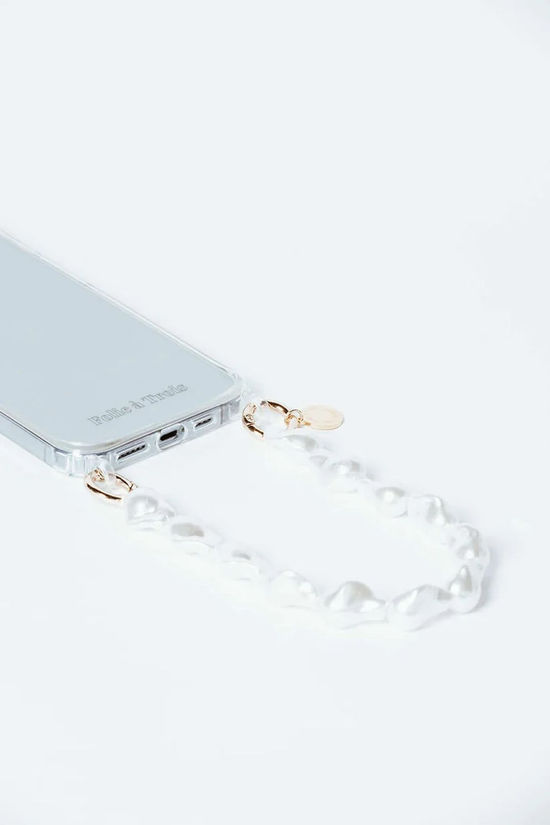 FOLIE A TROIS Short Pearl Phone Strap Pearl