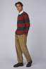 Patagonia Polo M'S L/S Rugby Wide Stripe: Rusty Red