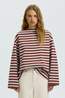 Selected T-Shirt Polly Boatneck Striped Cherry Mahogany Stipe