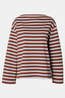 Selected T-Shirt Polly Boatneck Striped Cherry Mahogany Stipe