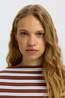 Selected T-Shirt Polly Boatneck Striped Cherry Mahogany Stipe