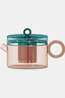 WD Lifestyle Accessoire Borosilicate Glass Teapot With Coloured Handle. Ca Peach/ Petrol Green