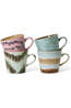 HKLiving Ustensiles De Boissons 70S Ceramics: Cappuccino Mugs, Dada, Set Of 4 Dada