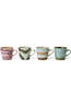 HKLiving Ustensiles De Boissons 70S Ceramics: Cappuccino Mugs, Dada, Set Of 4 Dada