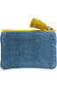 TRANQUILLO Accessoire Textiles Fluwelen Make-Up Tas Magic Tulip Blue