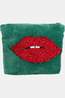 Anna+Nina Accessoire Textiles Beaded Pout Wash Bag Green
